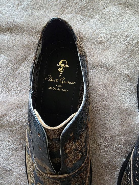 Robert Graham Men’s Black & Gold Brogue Leather Dress Shoes main image 6
